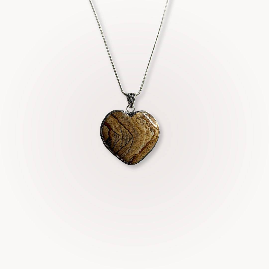 Picture Jasper Heart Pendant | Grounding and Inner Stability