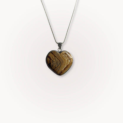 Picture Jasper Heart Pendant | Grounding and Inner Stability
