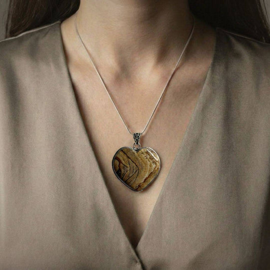 Picture Jasper Heart Pendant | Grounding and Inner Stability