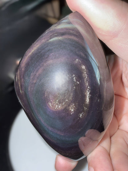 Galaxy Rainbow Obsidian Freeform with deep bands of purple, blue, and silver.