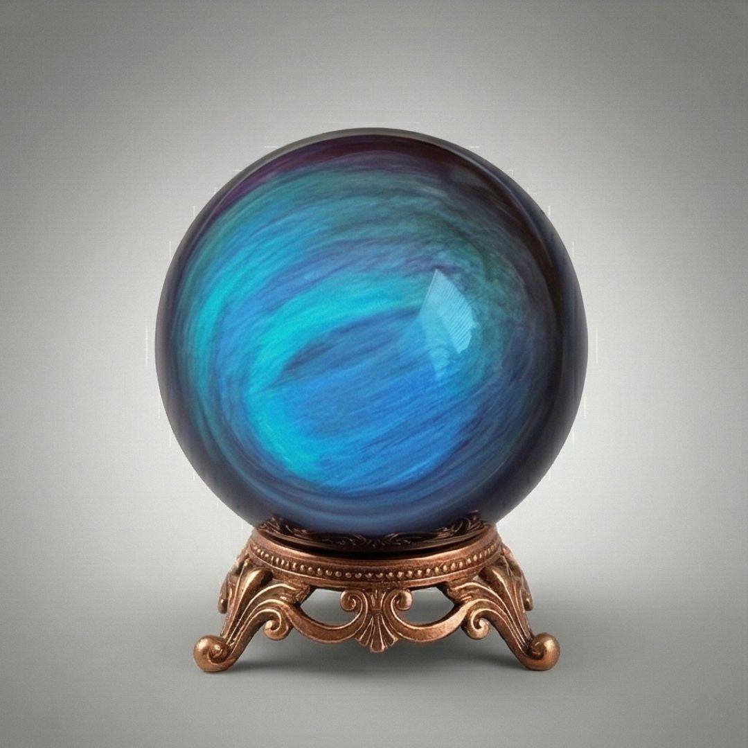 Violet Rainbow Obsidian Sphere with stand