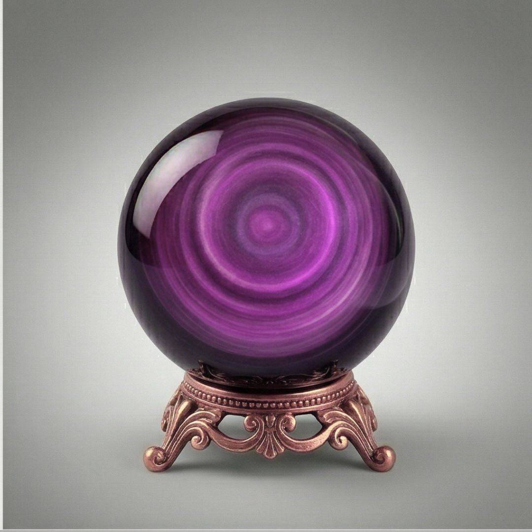 Rainbow Obsidian Sphere on ornate stand