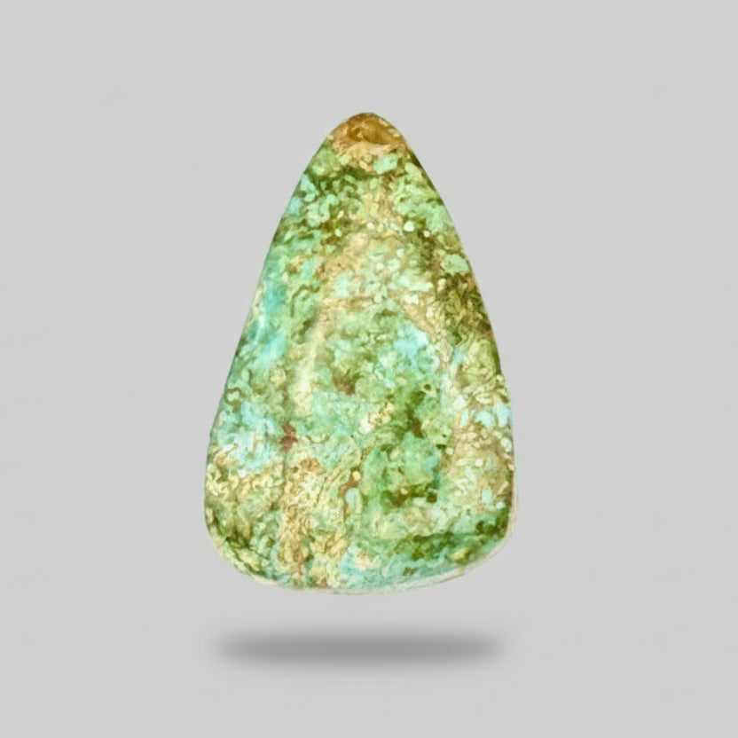 Royston Turquoise Cabochon 58.8ct with green-blue matrix, genuine hand-crafted stone from Nevada for custom jewelry or collectors.
