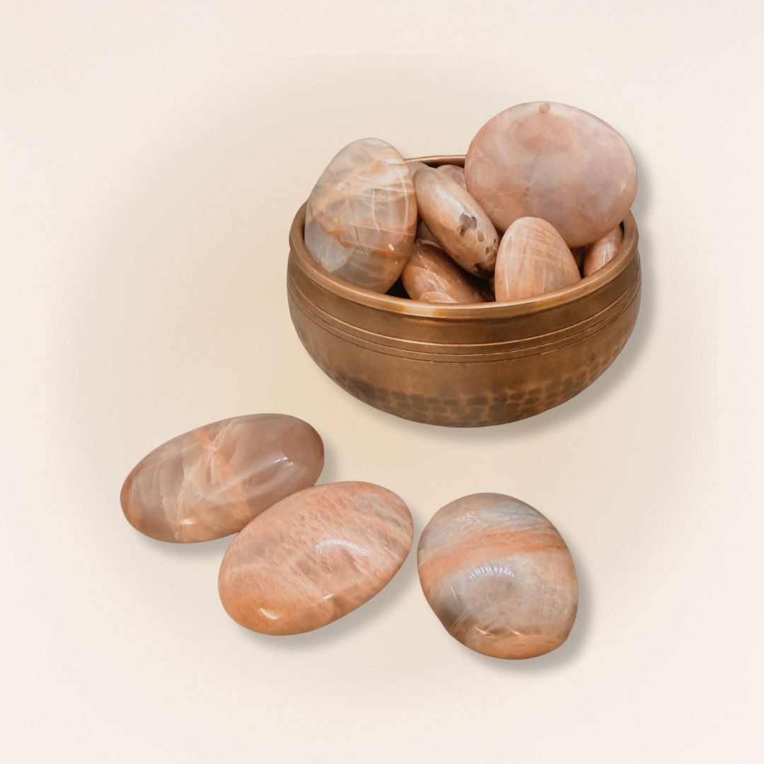 Peach Moonstone Palm Stone — Small