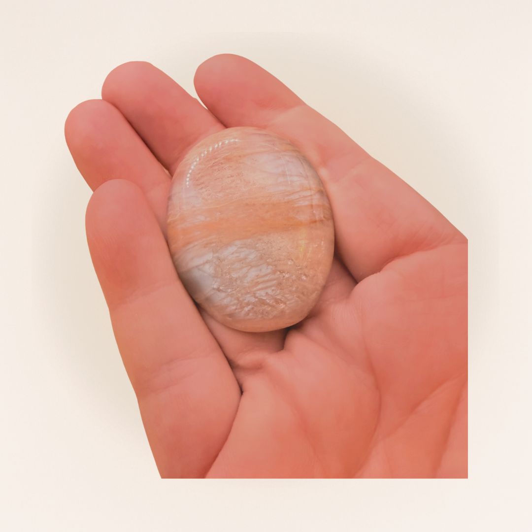 Peach Moonstone Palm Stone — Small