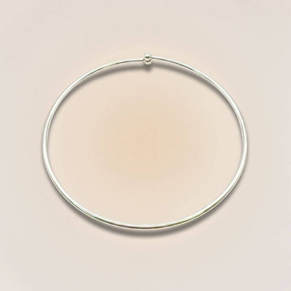 Sterling silver plated adjustable choker with minimalist collar design, ideal for layering or wearing solo. Sleek and modern jewelry piece.
