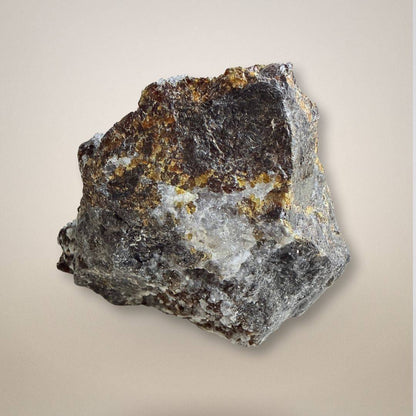 Side view of Sphalerite with Quartz from Grube Lüderich, Germany, highlighting raw mineral texture and natural golden inclusions.