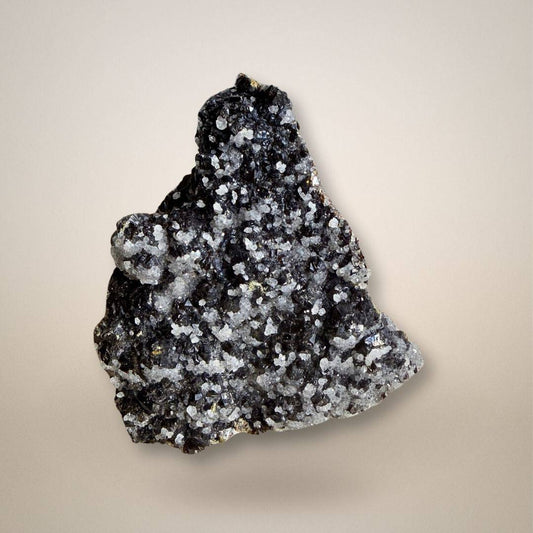 Sphalerite with Quartz specimen from Grube Lüderich, Germany featuring dark crystal matrix with sparkling quartz clusters. Ideal for mineral collectors.