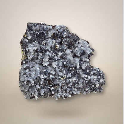 German Sphalerite Quartz mineral specimen showing dense quartz crystal coverage on dark sphalerite base. Sourced from Grube Lüderich mine.