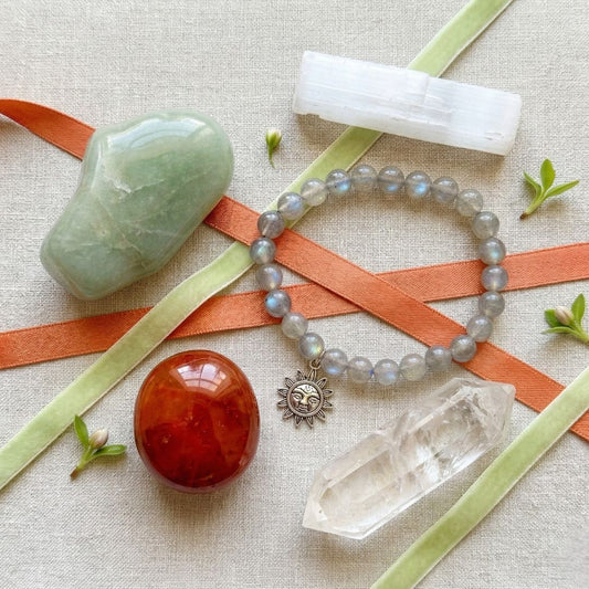 Spring Energy Box gemstone gift set with crystals and sun charm