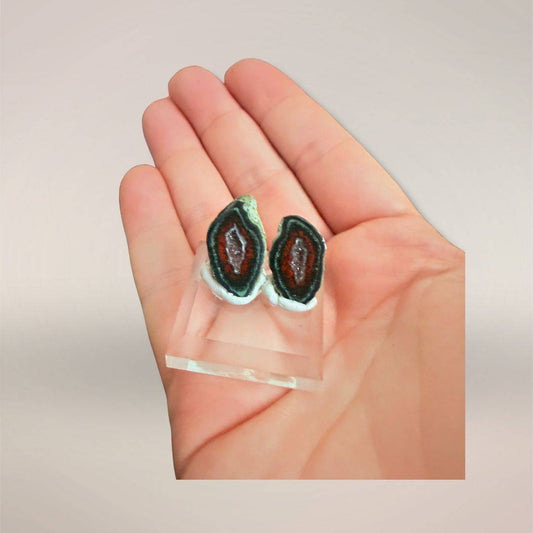 Tabasco Agate micro-geode pair specimen for collectibles and minerals