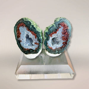 Tabasco Agate Matched Pair — Banded Druzy Micro-Geode, Mexico