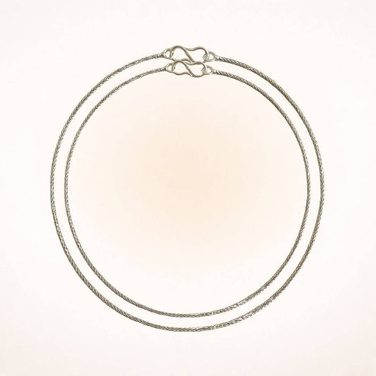 Silver necklace chain included in Bond of the Heart aligned pairing, designed to hold the Selenite heart pendant securely and elegantly.