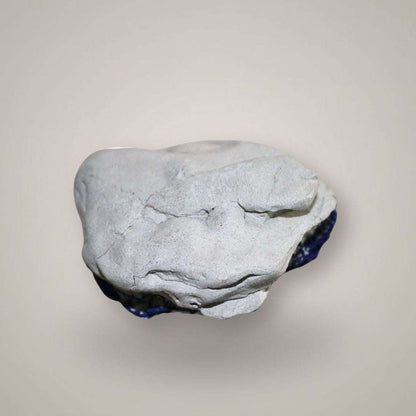Back view of Azurite Sun pair showing natural pale matrix and blue azurite edges from Australia.