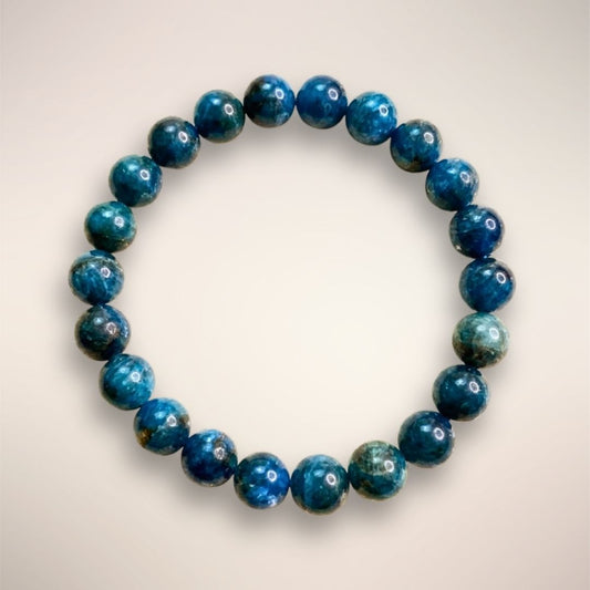 Gemmy Blue Apatite 8mm Beaded Bracelet