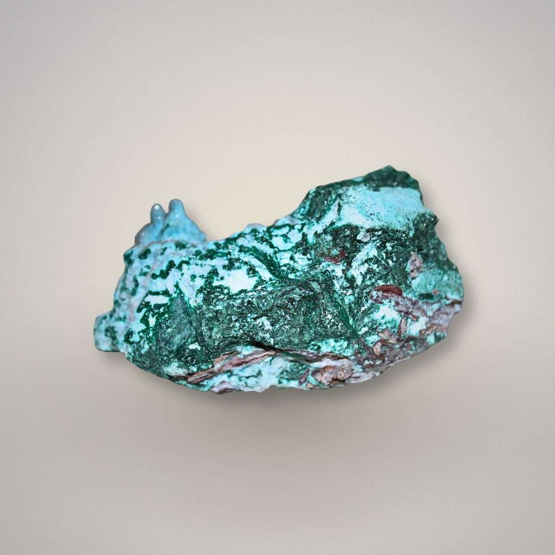 Back View of the Chrysocolla and Malachite mineral specimen with druzy crystal from Lupoto Mine DRC