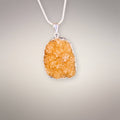 Citrine drusy pendant with sugar sparkling golden quartz face and .925 silver bale 