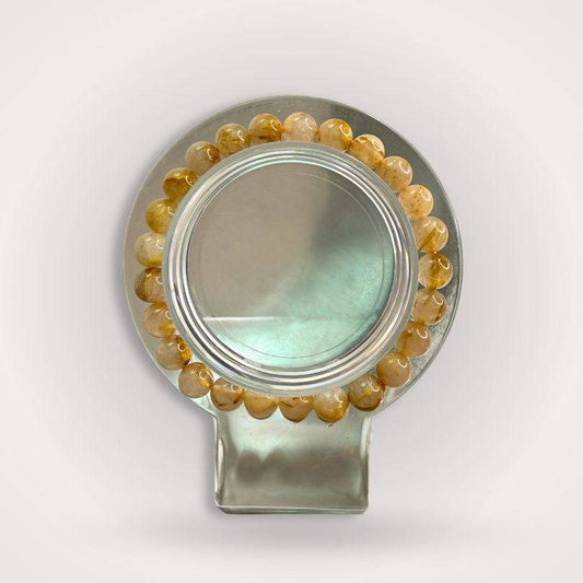 Golden Rutile Quartz Beaded Bracelet 6mm for Manifestation