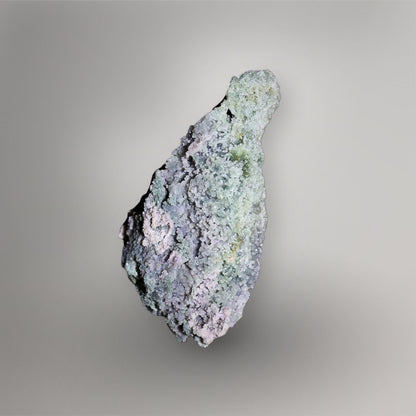 Opposite side of 259g Grape Agate cluster showing lavender botryoidal quartz, drusy sparkle, and green clay-rich areas