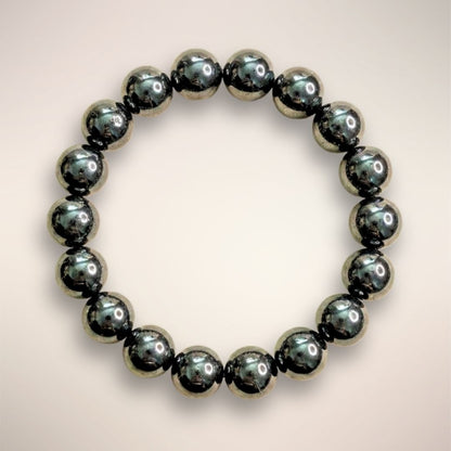 Hematite 12mm Beaded Bracelet - Grounding & Stable Protective accessory 