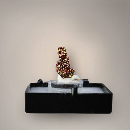 Front view of Chinese native copper thumbnail featuring an upright, clustered formation with rounded crystalline projections and bright copper-red metallic luster.