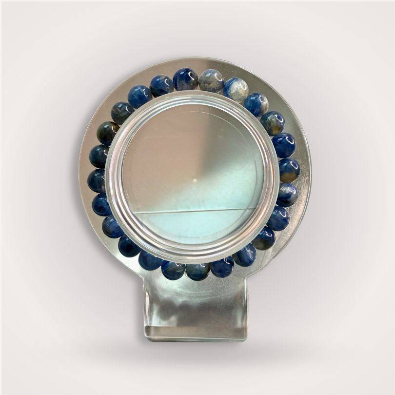 Blue Kyanite Beaded Bracelet 8mm displayed in a circular arrangement, ideal for communication and energy alignment in daily wear.
