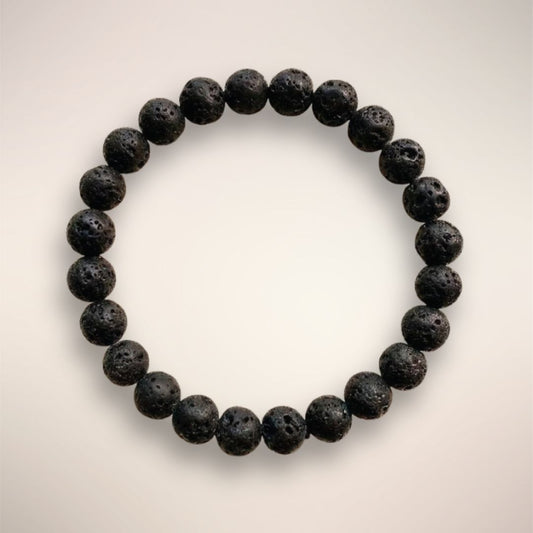 Lava Stone 8mm Beaded Bracelet - Grounding, Strength, & Resilience 
