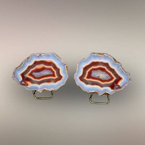 Malawi Agate Pair — Vibrant Multi-color Bands, Malawi