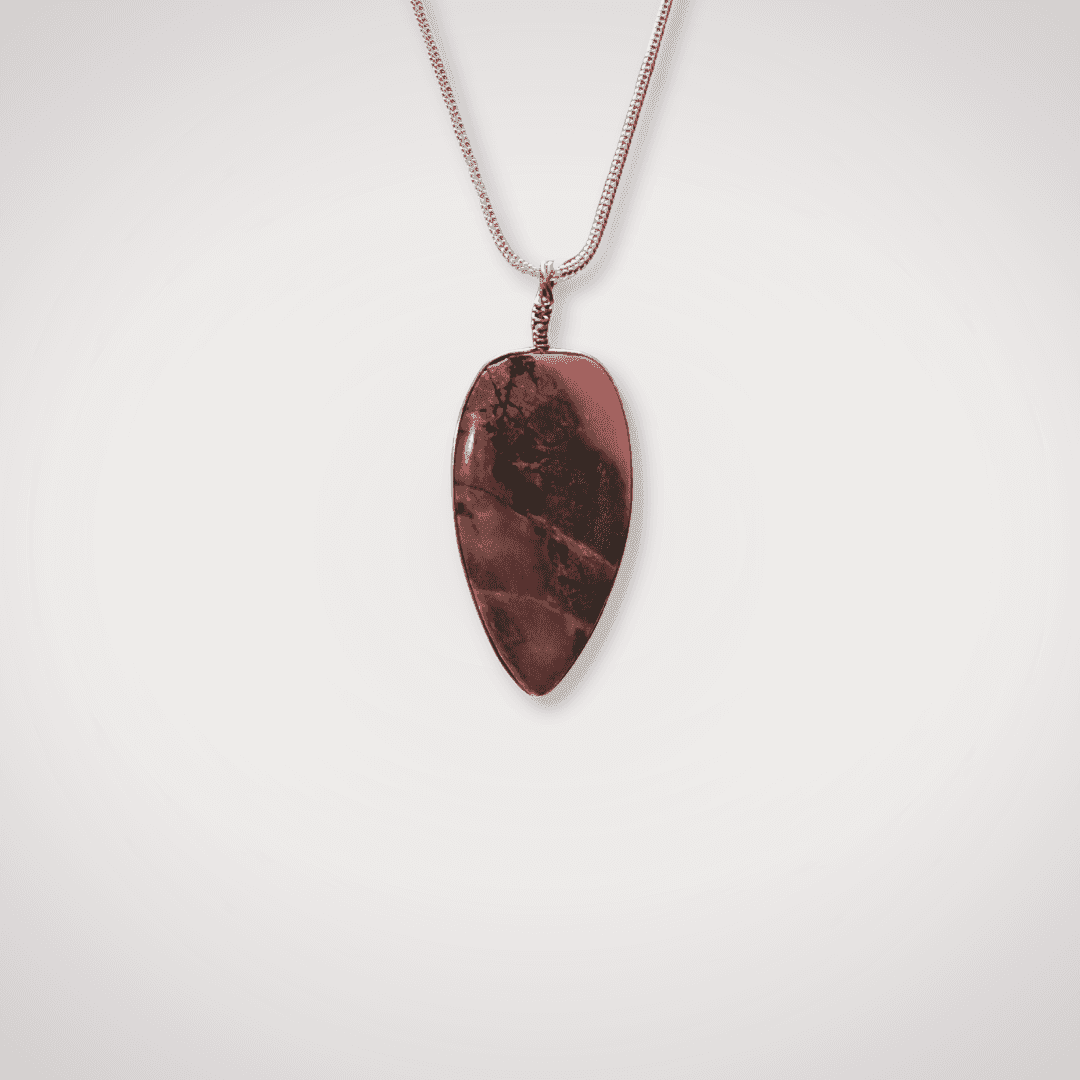 Rhodonite pendant with sterling silver wire wrap