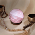 Rose Quartz Sphere 55mm with wooden base for love and emotional balance