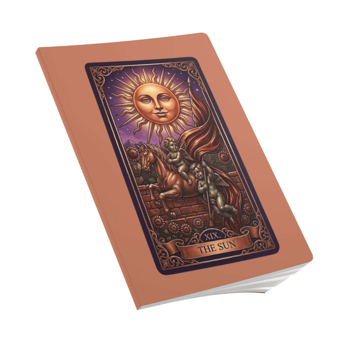 Tarot card with 'The Sun' design on a white background