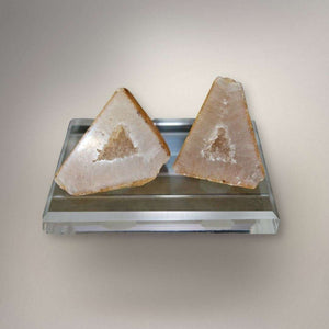 Polyhedral Agate Matched Pair — Quartz Geode Interior, Brazil