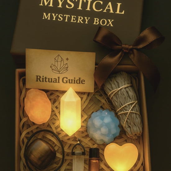 Luxury mystery crystal box with rare gemstone and custom ritual