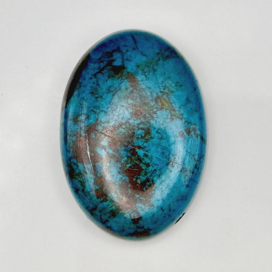 Hand-polished Chrysocolla crystal cabochon for jewelry making