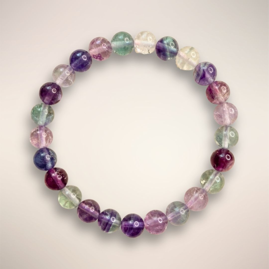 8mm Rainbow Fluorite beaded bracelet