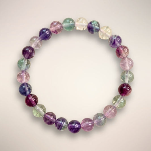 8mm Rainbow Fluorite beaded bracelet