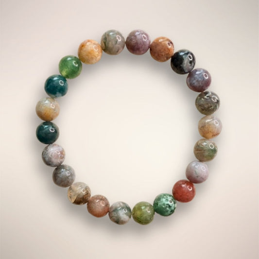 Rainbow Moss Agate Bracelet - Growth & Balance | 8mm Beaded bracelet 