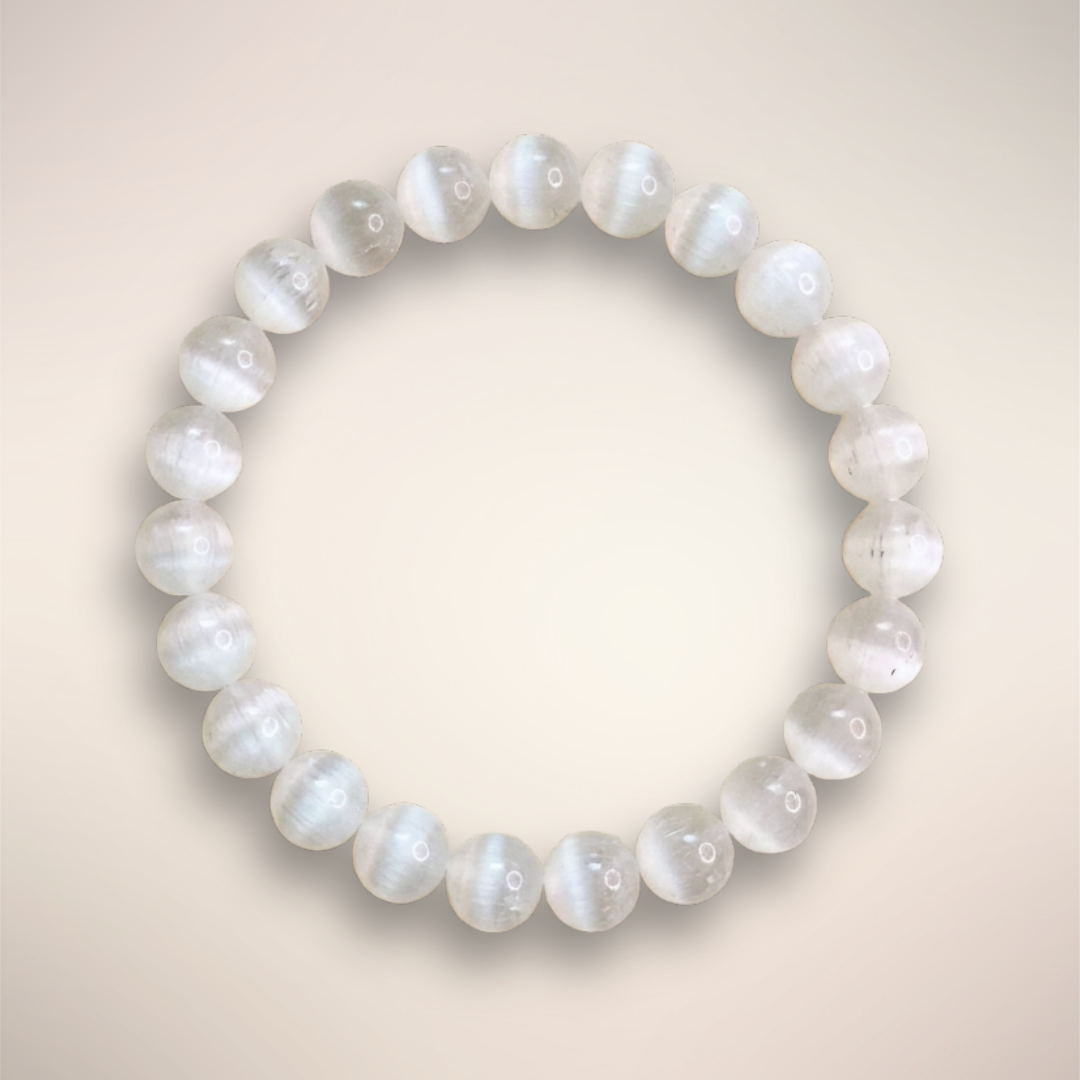 Selenite Beaded Bracelet - 8mm 