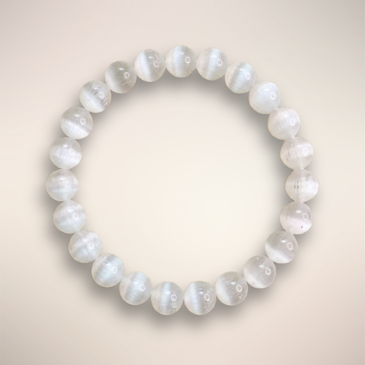 Selenite Beaded Bracelet - 8mm 