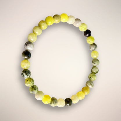 Serpentine Bracelet 6mm from South Africa with green and yellow beads