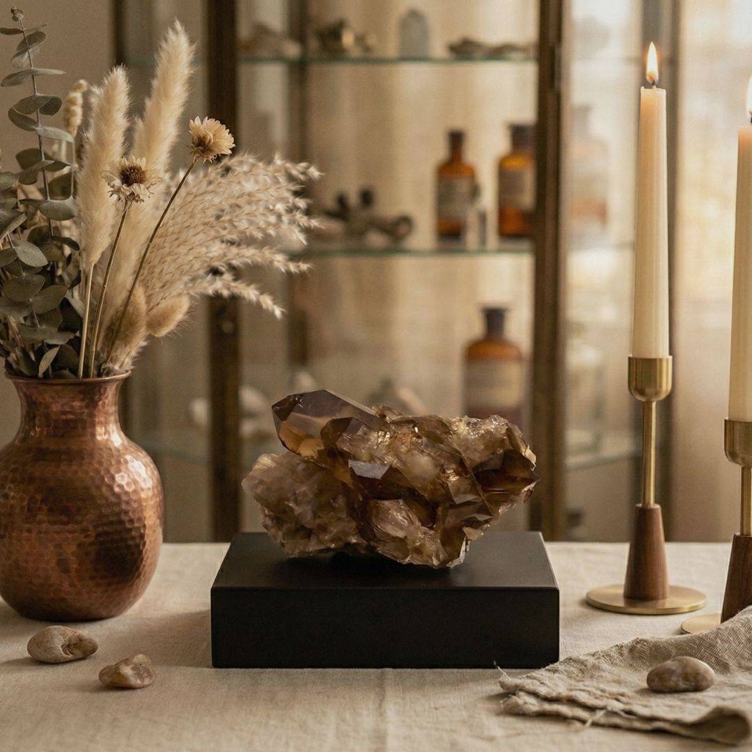 Smoky Quartz specimen on display for collection and protection