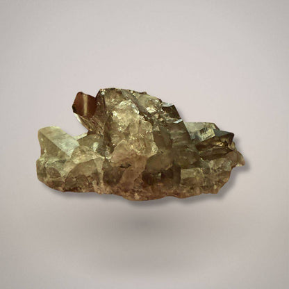 Smoky quartz cluster 281g - side view showing crystal points