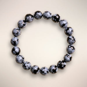 Snowflake Obsidian 12mm Beaded Bracelet — United States