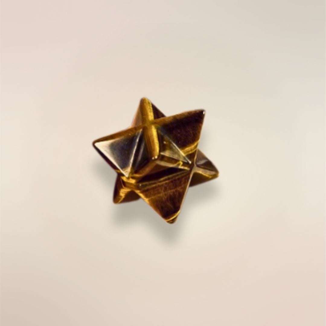 Polished Tigers Eye Merkaba geometric gemstone from Brazil