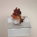 Vanadinite over Barite specimen from Morocco on clear acrylic display stand