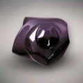 Front view of the exact Velvet Rainbow Obsidian freeform showing its sculptural polished form and visible purple flash.